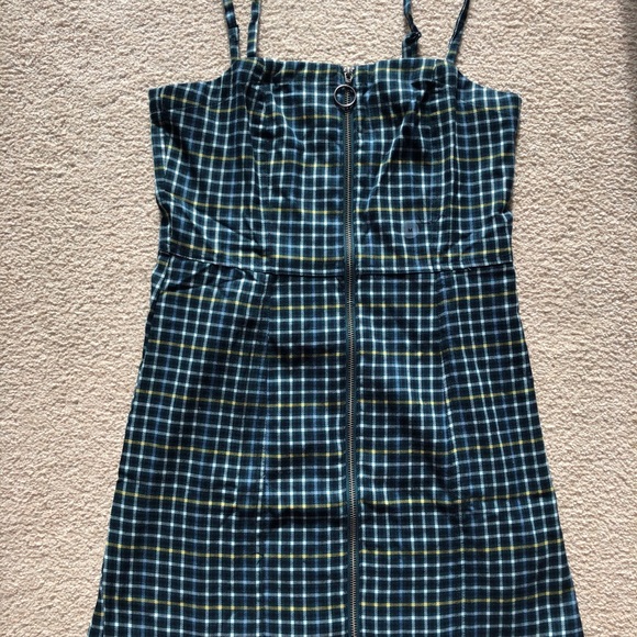 Aeropostale Aruba Teal Blue Plaid ZIP Front Dress Sleeveless Straps Size Medium - Picture 6 of 12